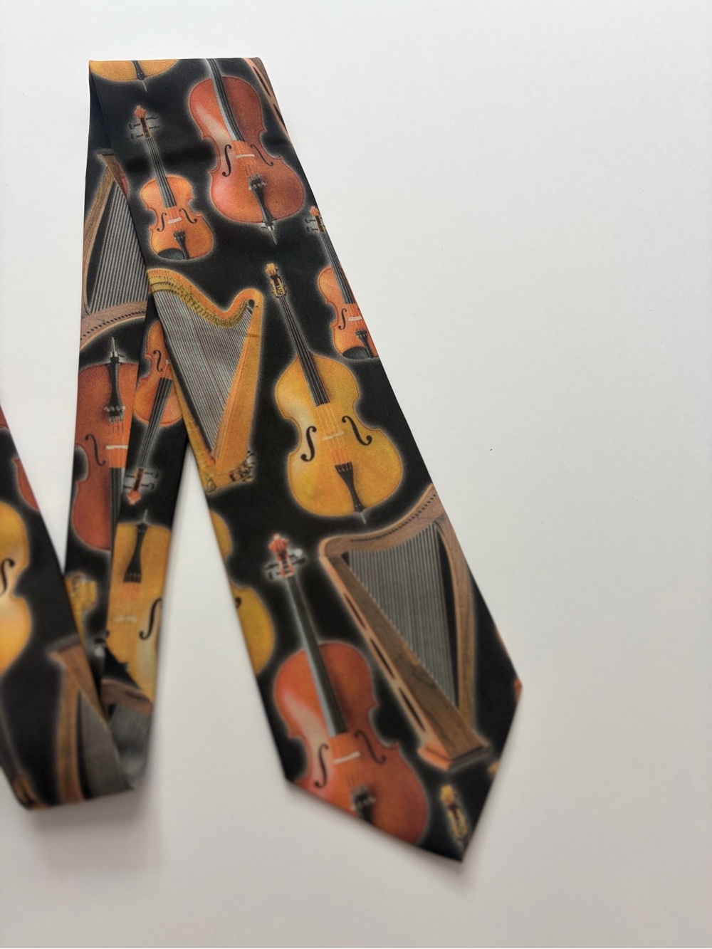 Black Musical Instrument Pattern Men's Tie Ralph Marlin